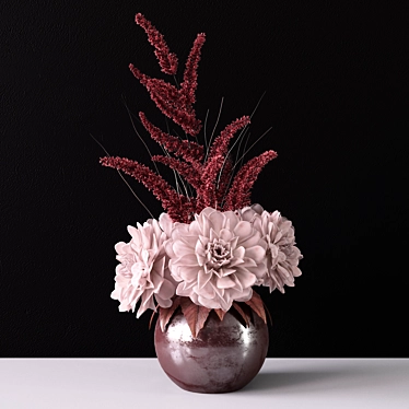 Elegant Dahlia Bouquet in Vase 3D model image 1 