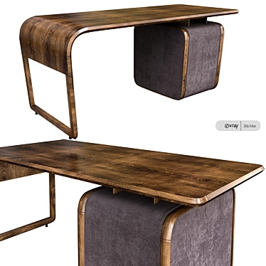 2014 Woody Desk - Stylish and Functional 3D model image 1 