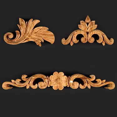 Elegant Golden Wood Ornament 3D model image 1 