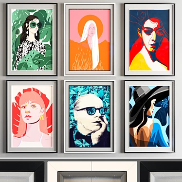 Vibrant Art Frames: Black & White 3D model image 1 