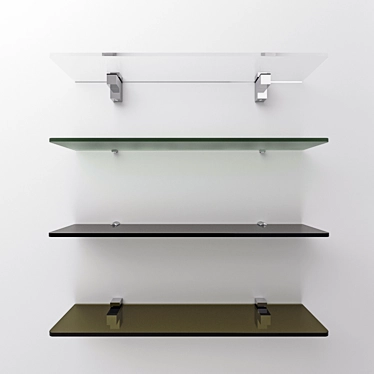 Sleek Glass Shelves with Fasteners 3D model image 1 