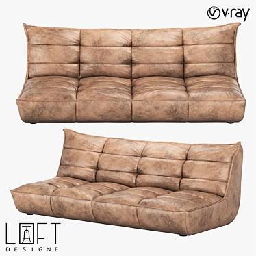 Modern Wood and Leather Sofa 3D model image 1 