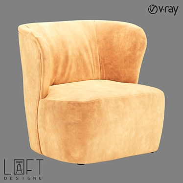 Modern Wood and Fabric Chair 3D model image 1 