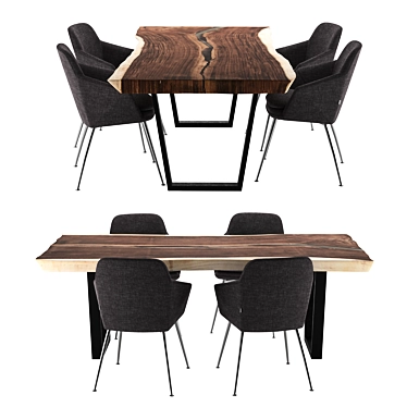 Modern Parota Dining Set: Stylish & Spacious 3D model image 1 