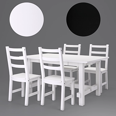 Nordviken: Stylish Pine Dining Set 3D model image 1 