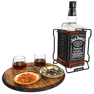 Whiskey Delight: JackDaniels with Almonds & Chocolate 3D model image 1 