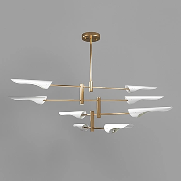 Modern Gold Beam White Pendant Light 3D model image 1 
