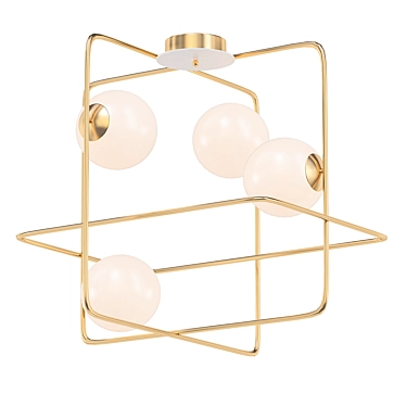 Brass Square Ball Pendant 3D model image 1 