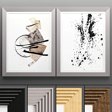 Modern Art Frame Set - 2 Frames with Textured Design 3D model image 1 