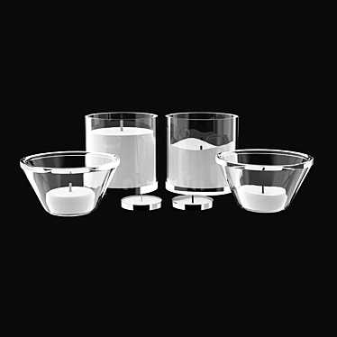 Deluxe Candle Set with Glass and Aluminum Holders 3D model image 1 