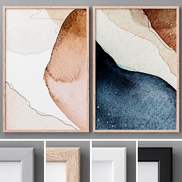 Modern Abstract Paintings + Frames 3D model image 1 