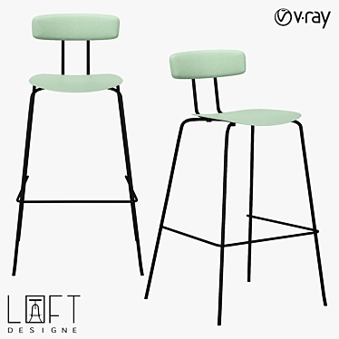 Metal and Plastic Bar Chair 54x52x95cm 3D model image 1 