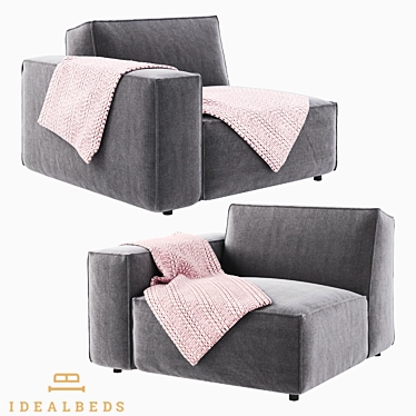 Modular Arm Chair Left | 107cm Length | Ideal Beds 3D model image 1 