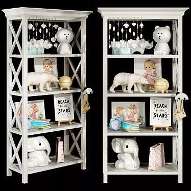 Modern Kids Bookshelf: Organize with Style 3D model image 1 