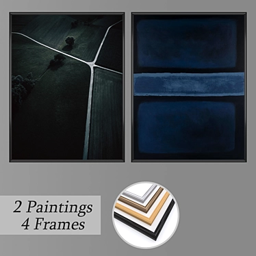 Elegant Wall Art Set with Frame Options 3D model image 1 