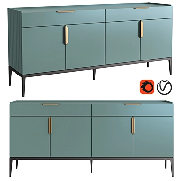 Modern Metropolitan Buffet: 2 Drawers, 4 Swinging Doors 3D model image 1 