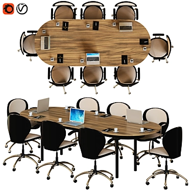 Elegant Polygon Conference Table 3D model image 1 