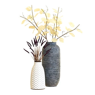 Elegant Crate & Barrel Adra & Timber Vases 3D model image 1 