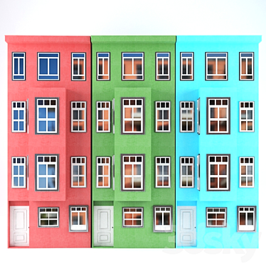 Vibrant Cityscape: Colorful Buildings 3D model image 1 