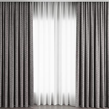 Voil Gray Curtain Set 02: 3D Model with Textures 3D model image 1 