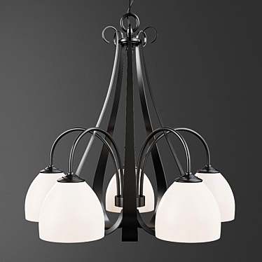 Elegant Opal Shade Iron Chandelier 3D model image 1 