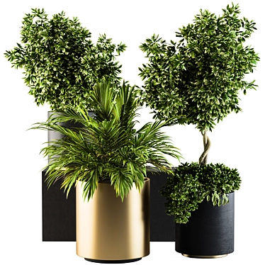 90-Piece Indoor Plant Set: Black & Gold 3D model image 1 