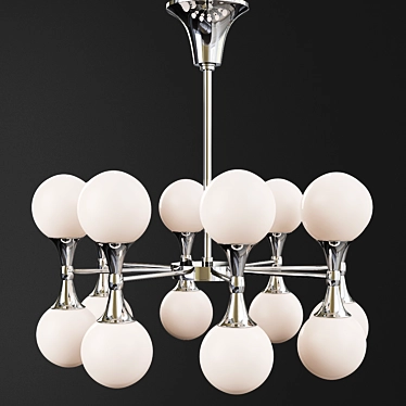 Opal Astoria Chandelier | Polished Chrome | Elegant Dimmable Lighting 3D model image 1 