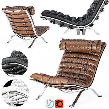 Sleek Ari Lounge Chair - Arne Norell 3D model image 1 