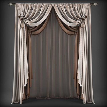 Elegant Polys-Verts Curtain Set 3D model image 1 