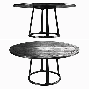 Elegant Black Round Wooden Table 3D model image 1 
