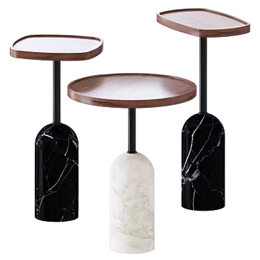 Ekero Marble and Walnut Side Table 3D model image 1 