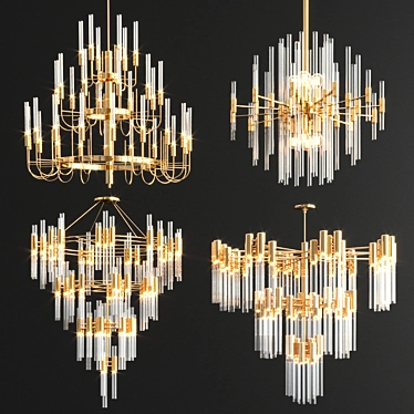 Exquisite Chandelier Collection: Gala, Quebec, Burj, Waterfall 3D model image 1 