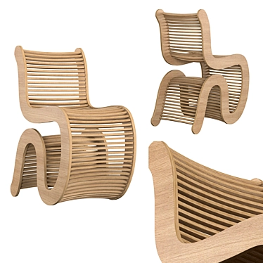 Elegant Birch Spline Chair 3D model image 1 