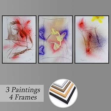 3-Piece Wall Art Set with Multiple Frames 3D model image 1 