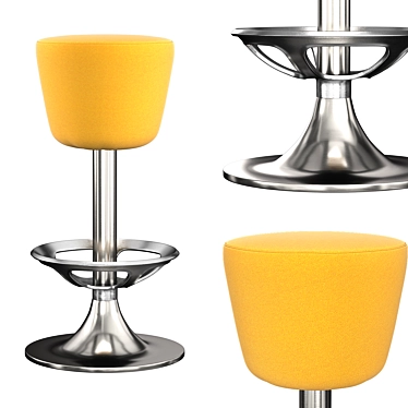 Sleek Steel Bar Stool 3D model image 1 