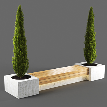 Elegant Poly Bench 3D model image 1 