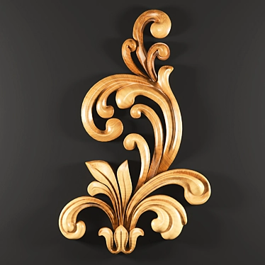 Elegant Wood Baroque Ornament 3D model image 1 