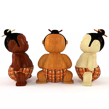 Mimushi: Collectible Wooden Toy 3D model image 1 