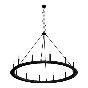 Sleek Iron Ring Chandelier 3D model image 1 