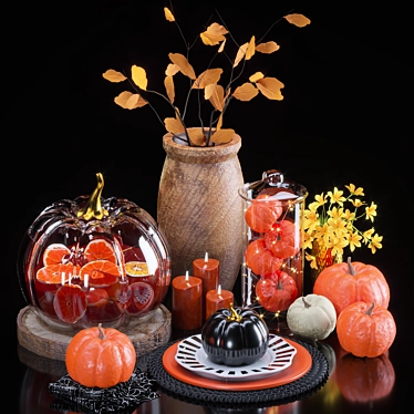 Autumn Harvest: Set of 8 Decorative Pumpkin Decor 3D model image 1 