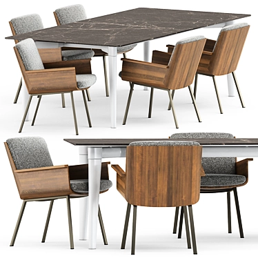 DAIKI OUTDOOR Little Armchair & PENTHOUSE Table Set 3D model image 1 