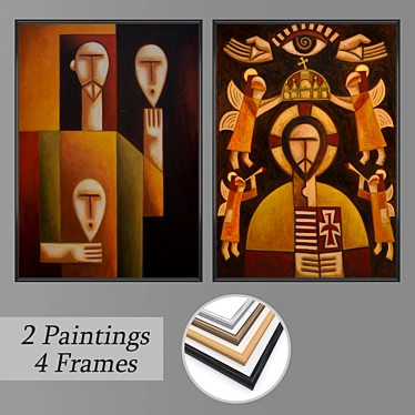 Versatile Set of Wall Paintings with Multiple Frame Options 3D model image 1 