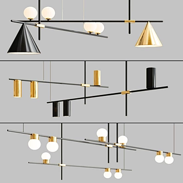 Sleek Linear Pendant Collection 3D model image 1 