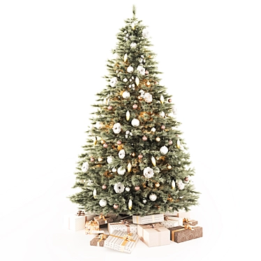 Festive Christmas Tree with Gifts 3D model image 1 