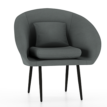 Classic Grey Round Armchair 3D model image 1 