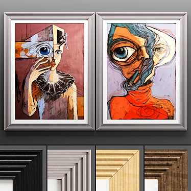  Modern Art Frame Set: 2 Frames with 4 Textures 3D model image 1 