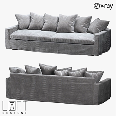 LoftDesigne 1812 Sofa: Stylish Wooden Frame, Cozy Fabric Upholstery 3D model image 1 