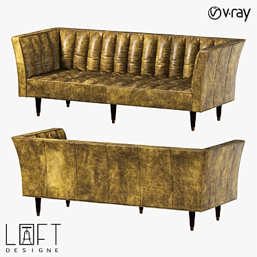 Modern Leather and Wood Sofa 3D model image 1 