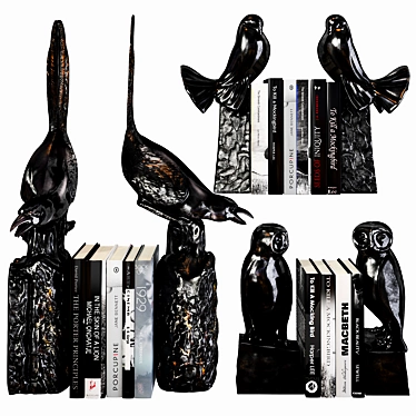 Elegant Avian Bookends: Magpies, Doves, and Owls 3D model image 1 