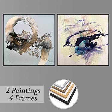 Set of 2 Wall Paintings with Multiple Frame Options 3D model image 1 